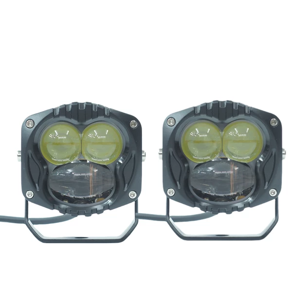 Space Offroad sis lambası 7.3 x 6.8 x 6.8 cm sarı-beyaz siyah çerçeve 12-30v set/  LASS369 ürün görseli 1