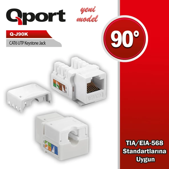 QPORT Q-J90K CAT6 90 DERECE KEYSTONE JACK ürün görseli 1