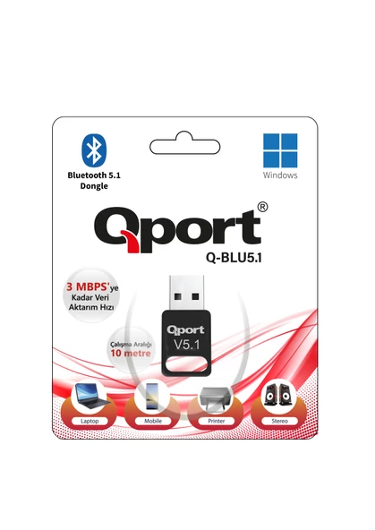 QPORT Q-BLU5.1 BLUETOOTH V5.1 USB ADAPTOR - Resim 2
