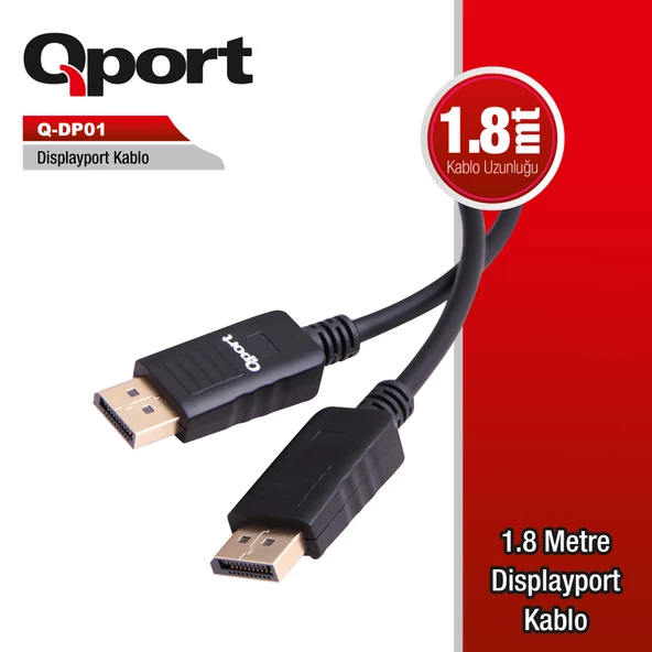 QPORT Q-DP01 1.8M DISPLAY PORT KABLO ürün görseli 1