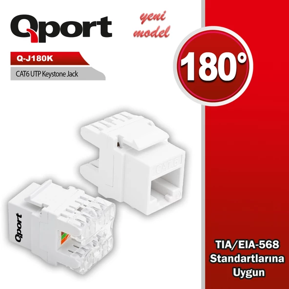 QPORT Q-J180K CAT6 180 DERECE KEYSTONE JACK ürün görseli 1
