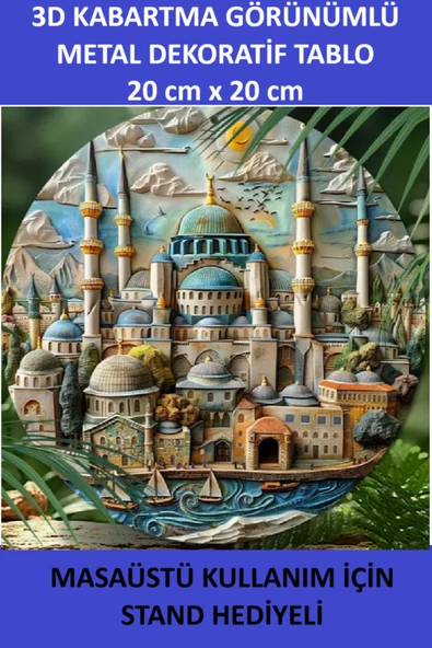 ZETCONCEPT 3D Efektli İstanbul Temalı 20X20 Metal Tablo ürün görseli 1