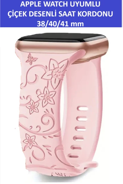 ZETCONCEPT Apple Watch 4 5 6 7 8 9 10 Se 38 40 41mm Floral Çiçek Desenli Kordon Kayış Kaliteli Silikon Bileklik ürün görseli 1