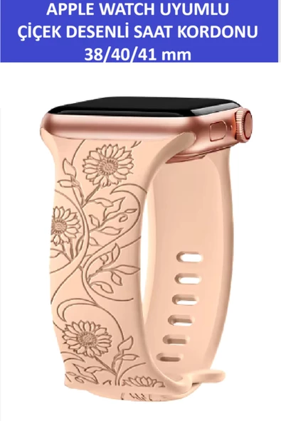 ZETCONCEPT Apple Watch 4 5 6 7 8 9 10 Se 38 40 41mm AyÇiçeği Desenli Kordon Kayış Kaliteli Silikon Bileklik ürün görseli 1
