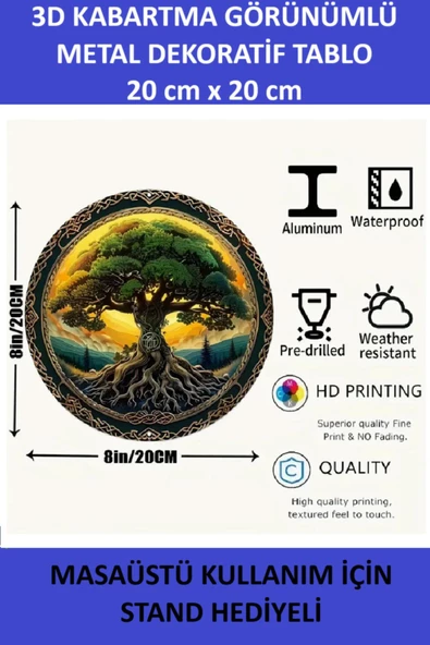 ZETCONCEPT 3D Efektli 20X20 Metal Tablo - Resim 2