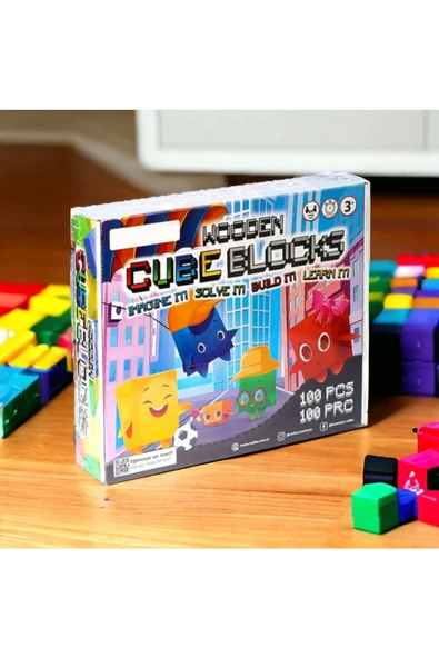 ZETCONCEPT REDKA WOODEN CUBE BLOCKS - EĞİTİCİ AHSAP KÜP BLOKLARI OYUNU- ürün görseli 1
