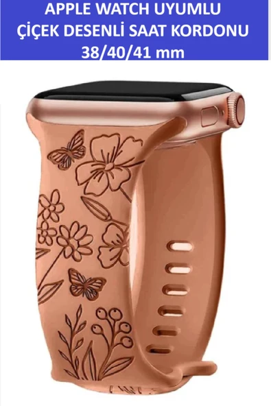 ZETCONCEPT Apple Watch 4 5 6 7 8 9 10 Se 38 40 41mm Floral Çiçek Desenli Kordon Kayış Kaliteli Silikon Bileklik ürün görseli 1