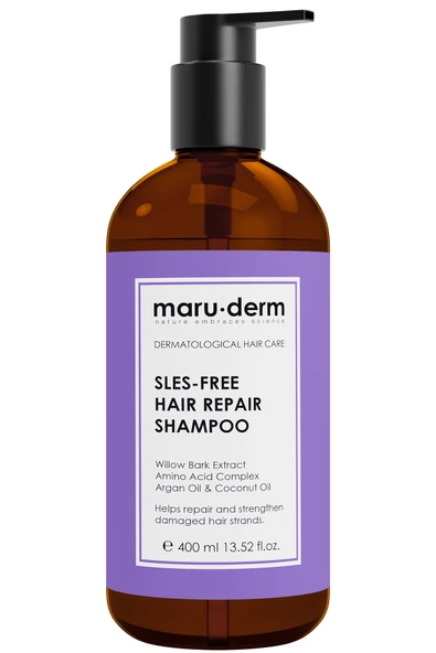 Maru.Derm Saç Onarıcı Sülfatsız Şampuan 400 ML | Yıpranmış Zayıf Saçlar | Sülfatsız, Tuzsuz, Vegan Şampuan ürün görseli 1