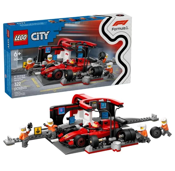 Lego City Ferrari Arabalı F1® Pit Stop ve Pit Ekibi 60443 ürün görseli 1