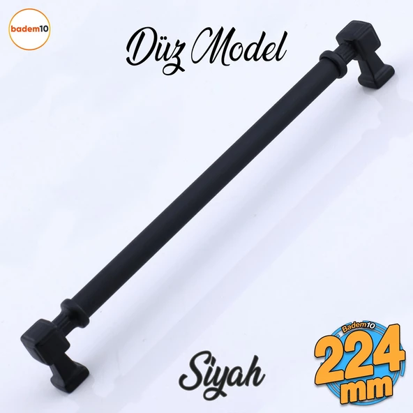 Talas 224 mm Düz SİYAH Metal Kulp Mobilya Çekmece Mutfak Dolabı Dolap Kulpları Kulb 22.4 cm ürün görseli 1