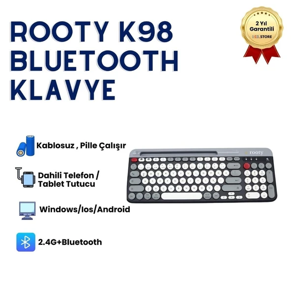 Rooty Ultra İnce Çoklu Cihaz Bluetooth Siyah Beyaz Kırmızı Şık Türkçe Klavye ürün görseli 1