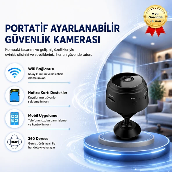 Portatif Küçük Ayarlanabilir Güvenlik Kamerası ürün görseli 1