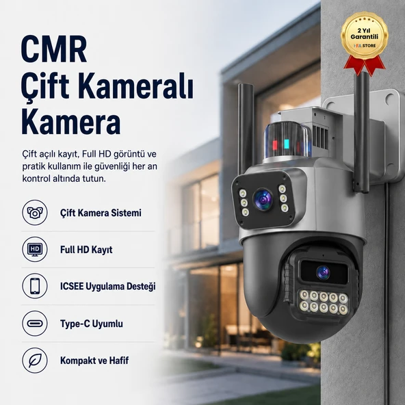 CMR Çift Kameralı Mini Kamera | Full HD Çift Açı Kayıt | Type-C Uyumlu Kompakt Vlog & Güvenlik Kamerası ürün görseli 1