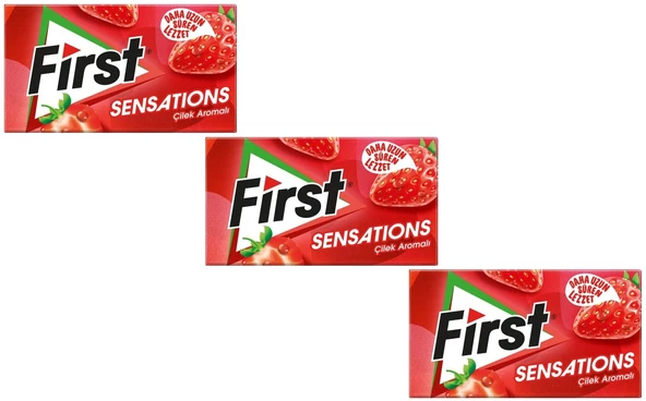First Sensations Çilek Aromalı Şekersiz Tatlandırıcılı Sakız - 3'lü Paket ürün görseli 1