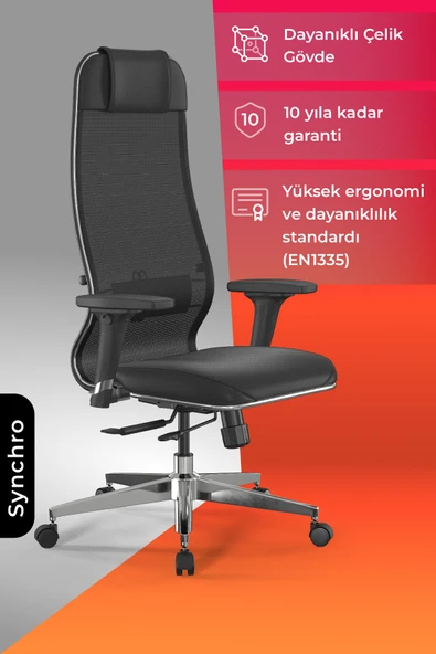 Metta Ergolife Synchrosit 10 Ergonomik Ofis Sandalyesi | Bel Destekli, Yükseklik Ayarlı, Çalışma Sandalyesi -1D1.D.1.333 ürün görseli 1