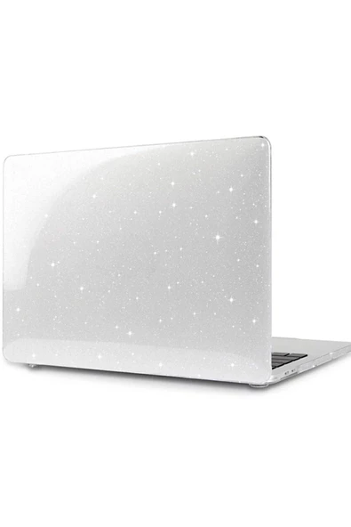 Macbook Air 13.3 Inç M1 Çip Uyumlu A2337 A2179 A1932 Simli Şeffaf Siyah Koruyucu Kılıf Crystal Star  Star Şeffaf ürün görseli 1