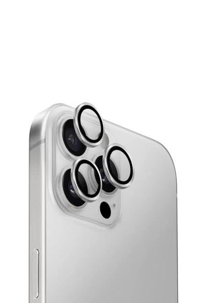 İphone 16 Pro / Iphone 16 Pro Max Uyumlu  Lens Koruyucu AluGuard Serisi Cam Alüminyum Çerçeve  Silver ürün görseli 1