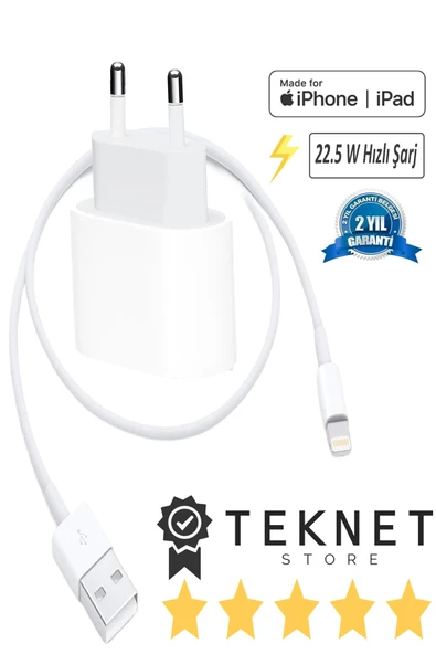 Iphone Uyumlu Şarj Aleti (İPHONE 14 - 13 - 12 - 11 - X-8-7-6 Uyumlu) 3.4a 22w Hızlı Şarj Aleti Seti ürün görseli 1