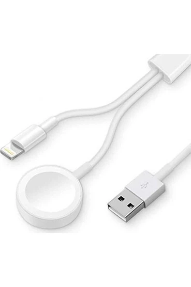 Apple Watch 1 / 2 / 3 / 4 / 5 / 6 / 7 / Se Tam Uyumlu Şarj Cihazı Standı Ve Lightning Iphone Şarjı ürün görseli 1