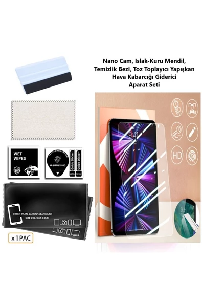 Ipad Pro 11 Inç M2 Nano Temperli Esnek Ekran Koruyucu Kırılmaz Cam Seti 4. Nesil 2022 ürün görseli 1