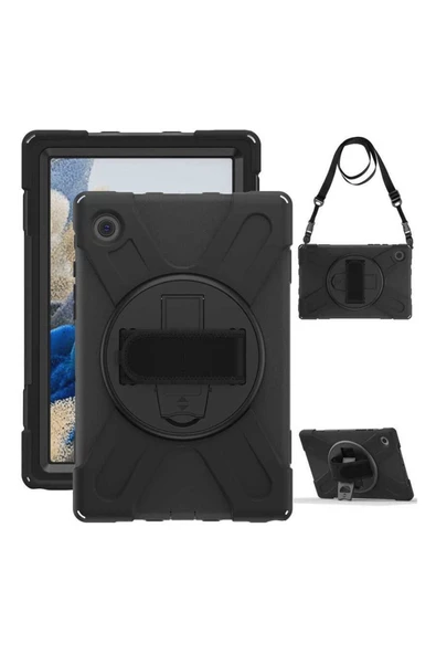 Samsung Galaxy Tab A8 10.5 Sm-x200 Uyumlu Askılı Standlı Tank Koruyucu Dönebilen Kılıf Defender ürün görseli 1