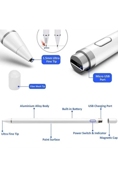 Ipad Iphone Android Uyumlu Pencil Dokunmatik Stylus Kalem - Resim 6