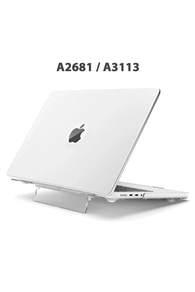 Macbook Air 13.6" M2-m3 Çip 2022/2024 A2681 A3113 Uyumlu Standlı Şeffaf İz Bırakmayan Koruyucu Kapak  Şeffaf ürün görseli 1