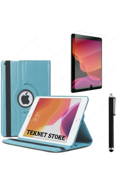 Ipad 5. 6. Nesil 2017 2018 9.7 Inc Tablet Uyumlu Standlı 360 Dönebilen Kılıf Kalem Ekran Koruyucu  Mavi ürün görseli 1