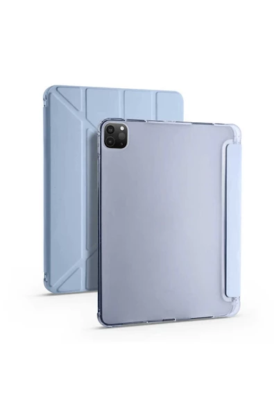 Ipad Pro 12.9 2020 Uyumlu Premium Standlı Katlanabilir Kalemlikli Ipad Trifolding Kılıf  Mavi ürün görseli 1