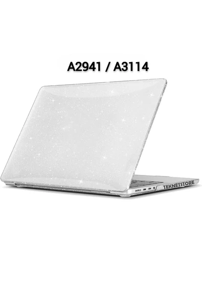 Apple Macbook Air 15 Inç M2-m3 Çip 2023/2024 A2941 A3114 Uyumlu Şeffaf Kılıf Koruyucu Kapak Parlak  Simli ürün görseli 1