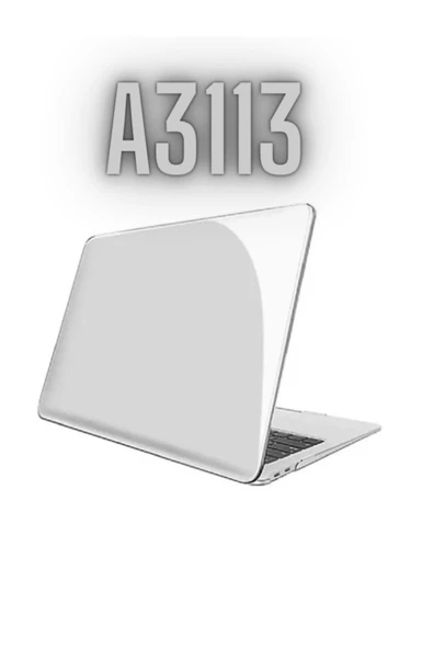 Apple Macbook Air M3 13.6 Inç 2024 M3 Çip A3113 Uyumlu Siyah Şeffaf Kılıf Koruyucu Sert Kapak Parlak  ŞEFFAF ürün görseli 1