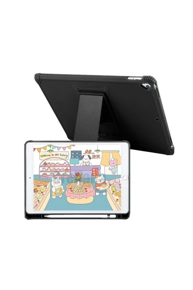Ipad Pro 3. ve 4. Nesil 2021 /2022 11 Inç Tablet Uyumlu Kalem Bölmeli Kılıf Silikon Standlı Korumalı  Siyah ürün görseli 1