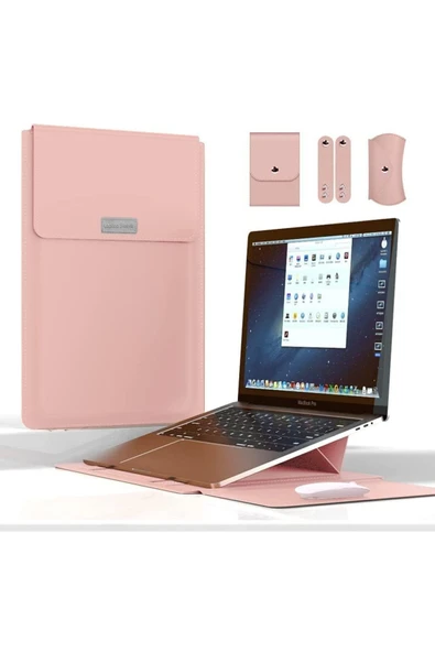 Macbook Air 13.6 Inç M2-M3-M4 Çip 2022/2024/2025 A2681 A3113 A3240 Kılıf Çanta Stand Mıknatıs Kapak  13 - 14,9 inç KIRMIZI ürün görseli 1