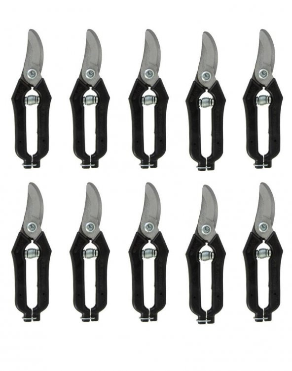 Göcen (10 Adet) Narenciye Üzüm Bağ Budama Makası Eğri Uçlu 18Cm SİYAH ürün görseli 1