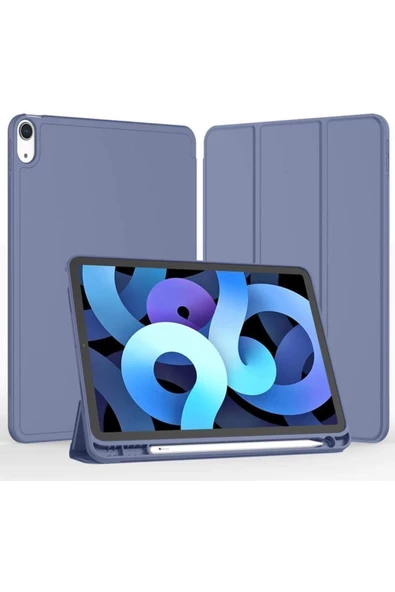 IPad 10.Nesil 10.9 İnç 2022 Uyumlu Kılıf Kalem Bölmeli Uyku Modlu Standlı Silikon A2757 A2777 A2696  LAVANTA ürün görseli 1