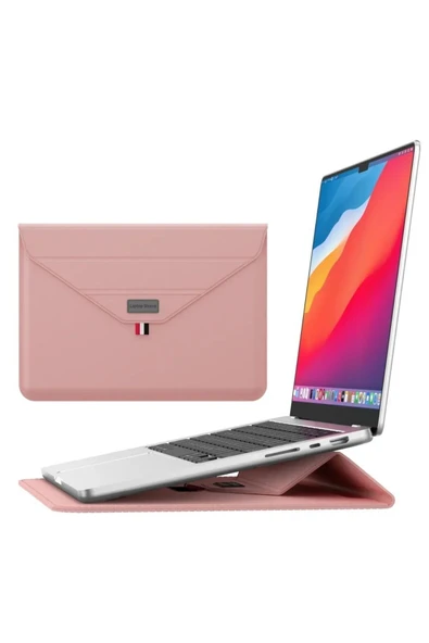Macbook Air 13.6 Inç M2-m3 Çip 2022/2024 A2681 A3113 Uyumlu Deri Tasarım Standlı Taşıma Çanta  13 - 14,9 inç TABA ürün görseli 1