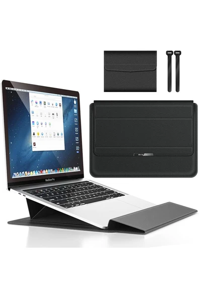 Apple Macbook Air 15 Inç M2-m3 Çip 2023/2024 A2941 A3114 Uyumlu Deri Standlı Mıknatıslı Taşıma Çanta  15 - 15,9 inç Yeşil ürün görseli 1