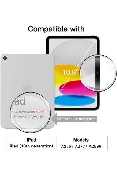 IPad 10.Nesil 10.9 İnç 2022 Uyumlu Kılıf Kalem Bölmeli Uyku Modlu Standlı Silikon A2757 A2777 A2696  LACİVERT ürün görseli 1