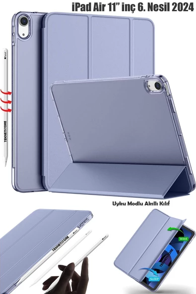 Ipad Air 6 11 Inç M2 Çip 2024 Uyumlu Tablet Kılıfı İnce Tasarım Smart Cover Standlı Akıllı Kapak  Lila ürün görseli 1