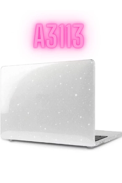 Apple Macbook Air M3 13.6 Inç 2024 M3 Çip A3113 Uyumlu Siyah Şeffaf Kılıf Koruyucu Sert Kapak Parlak  SİMLİ ürün görseli 1