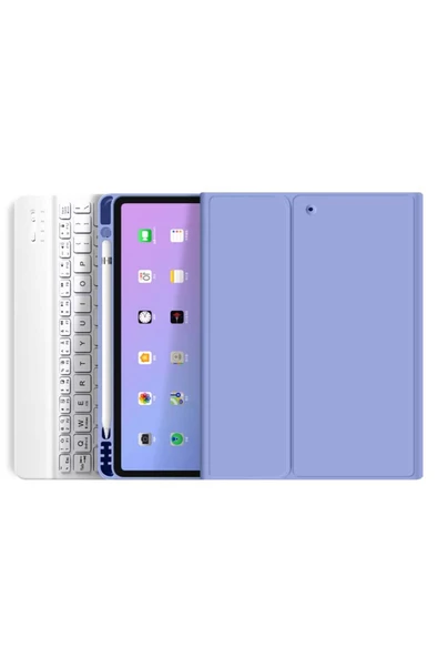 Ipad Air 5. Nesil 10.9 Inç M1 2022 Tablet Uyumlu Bluetooth Klavyeli Kılıf (TÜRKÇE KLAVYE)  LİLA ürün görseli 1