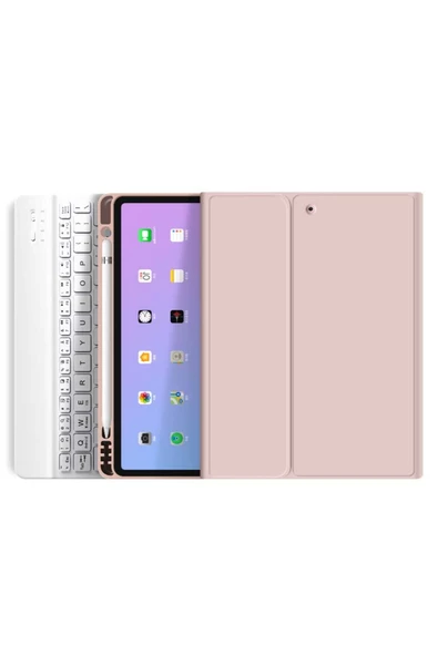 Ipad Air 5. Nesil 10.9 Inç M1 2022 Tablet Uyumlu Bluetooth Klavyeli Kılıf (TÜRKÇE KLAVYE)  ROSE GOLD ürün görseli 1