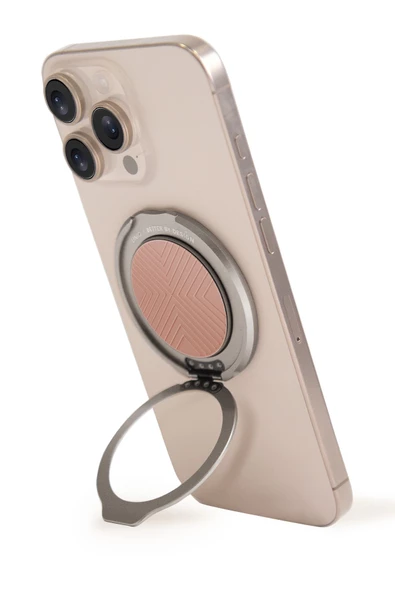 GripFit Premium Serisi 360 Manyetik Telefon Tutucu ve Standlı Kevlar Karbon ve Alüminyum Yüzük  Pink ürün görseli 1