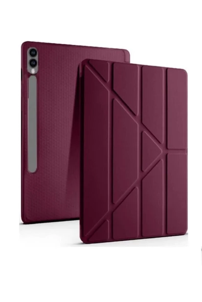 Samsung Galaxy Tab S10+ Plus 12.4" Kalem Bölmeli Uyku Modlu Arkası Silikon Kapak Kılıf  Mürdüm ürün görseli 1