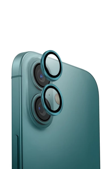 İphone 16 / Iphone 16 Plus Lens Koruyucu AluGuard Serisi Cam Alüminyum Çerçeve  Emerald ürün görseli 1