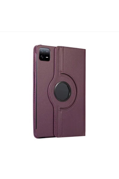 Xiaomi Pad 6 11 İnç Uyumlu 360° Dönebilen Uyku Modlu Standlı Pu Deri Tablet Kapaklı Kılıf  MOR ürün görseli 1
