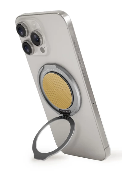 GripFit Premium Serisi 360 Manyetik Telefon Tutucu ve Standlı Kevlar Karbon ve Alüminyum Yüzük  Yellow ürün görseli 1