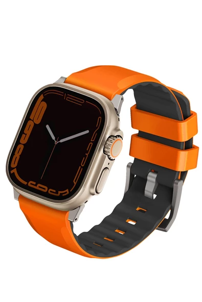 Watch Linus Serisi  49mm - 46mm -45mm- 44mm Ultra 2/1 Seri 10/9/8/7/SE2/SE/6/5/4 Kordon Kayış Uyumlu  Volt Orange ürün görseli 1
