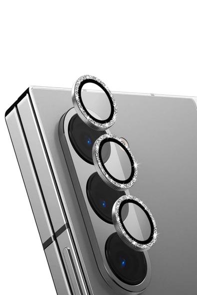 Samsung Galaxy Z Fold 6 Lens Koruyucu Optix Serisi True HD Netlik 9H Koruma Alüminyum Çerçeve  White Shimmer ürün görseli 1
