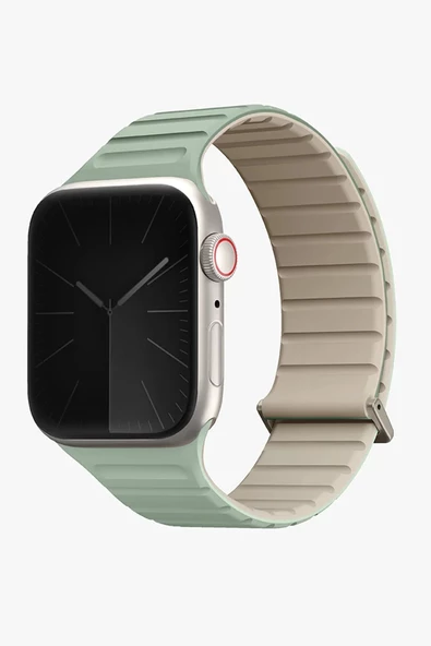Apple Watch Revix Evo Serisi  3/4/5/6/7/8/9/Se 38mm / 40mm / 41mm Çelik-Silikon Mıknatıslı Kordon  Soft Mint - Ivory ürün görseli 1